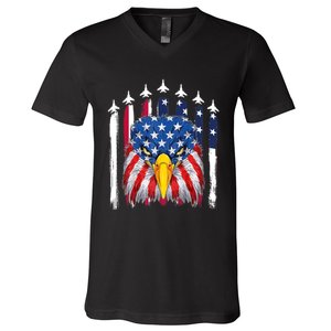 Eagle Mullet 4th Of July USA American Flag Merica V-Neck T-Shirt