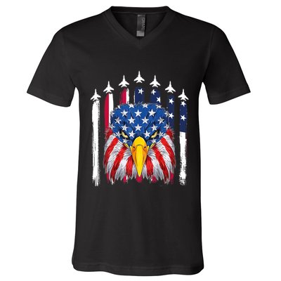 Eagle Mullet 4th Of July USA American Flag Merica V-Neck T-Shirt