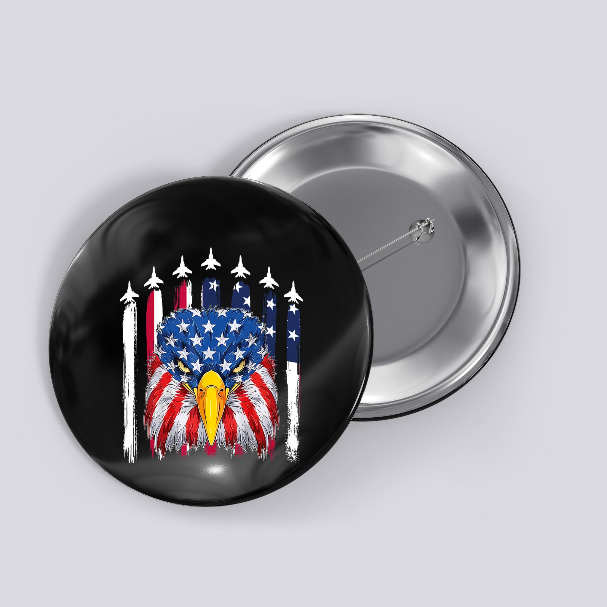 Eagle Mullet 4th Of July USA American Flag Merica Button