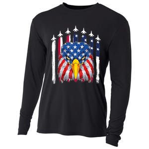 Eagle Mullet 4th Of July USA American Flag Merica Cooling Performance Long Sleeve Crew