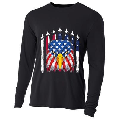 Eagle Mullet 4th Of July USA American Flag Merica Cooling Performance Long Sleeve Crew