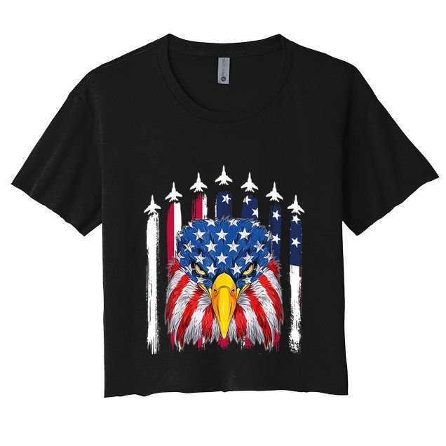 Eagle Mullet 4th Of July USA American Flag Merica Crop Top