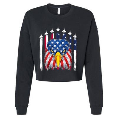 Eagle Mullet 4th Of July USA American Flag Merica Cropped Pullover Crew
