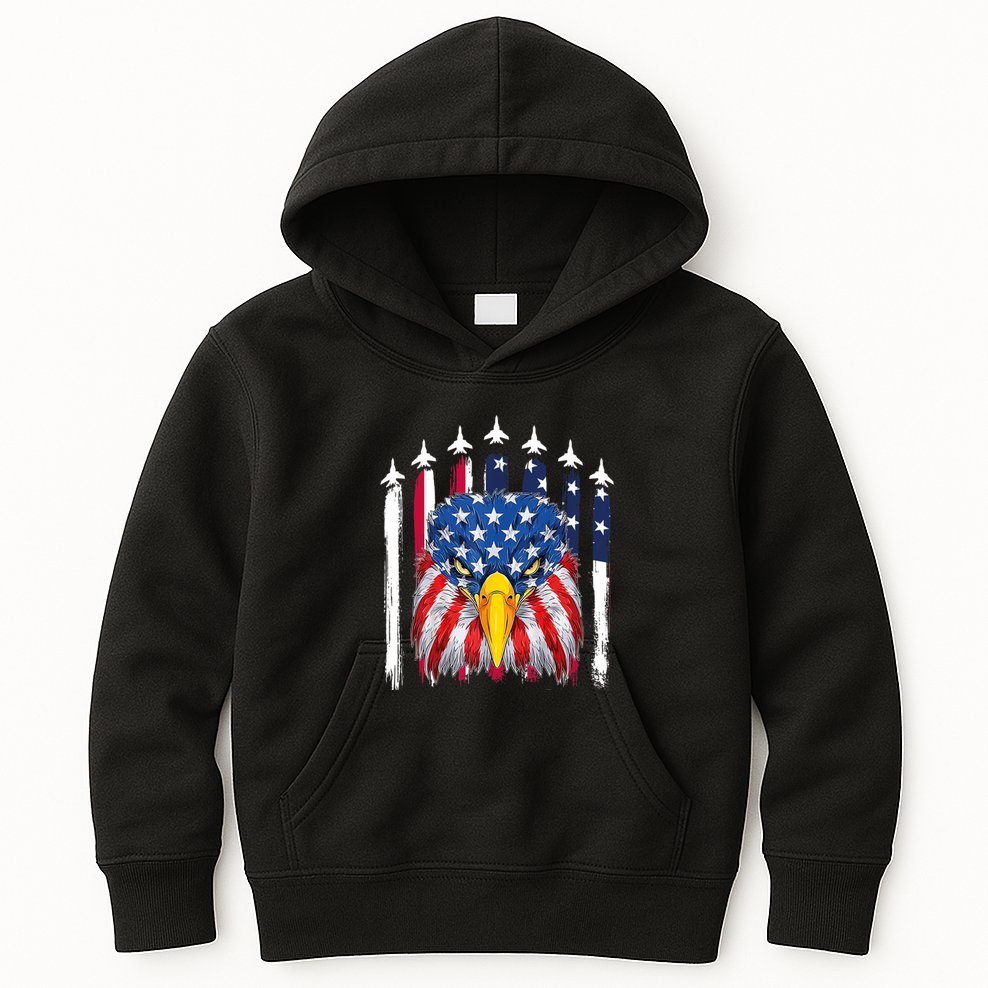 Eagle Mullet 4th Of July USA American Flag Merica Kids Hoodie