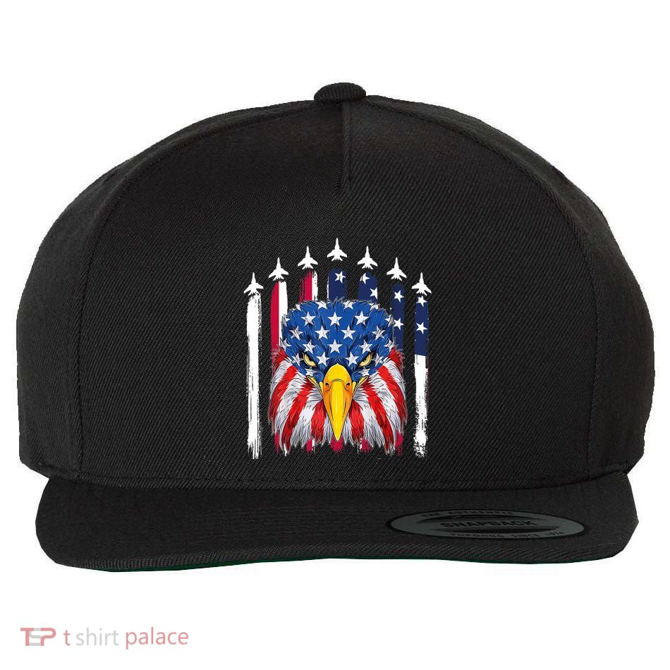 Eagle Mullet 4th Of July USA American Flag Merica Wool Snapback Cap