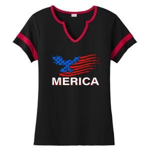 Eagle Mullet 4th Of July USA American Flag Merica Ladies Halftime Notch Neck Tee