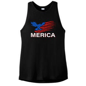 Eagle Mullet 4th Of July USA American Flag Merica Ladies PosiCharge Tri-Blend Wicking Tank