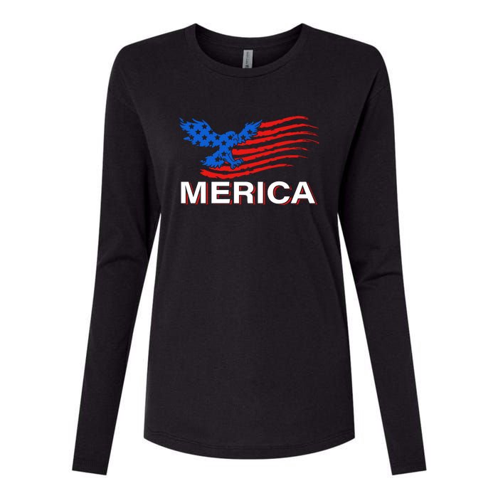 Eagle Mullet 4th Of July USA American Flag Merica Womens Cotton Relaxed Long Sleeve T-Shirt