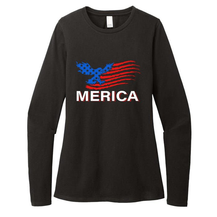 Eagle Mullet 4th Of July USA American Flag Merica Womens CVC Long Sleeve Shirt