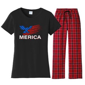 Eagle Mullet 4th Of July USA American Flag Merica Women's Flannel Pajama Set