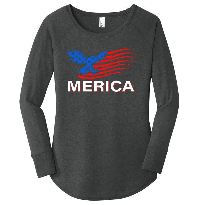 Eagle Mullet 4th Of July USA American Flag Merica Women's Perfect Tri Tunic Long Sleeve Shirt