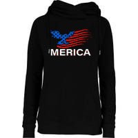 Eagle Mullet 4th Of July USA American Flag Merica Womens Funnel Neck Pullover Hood