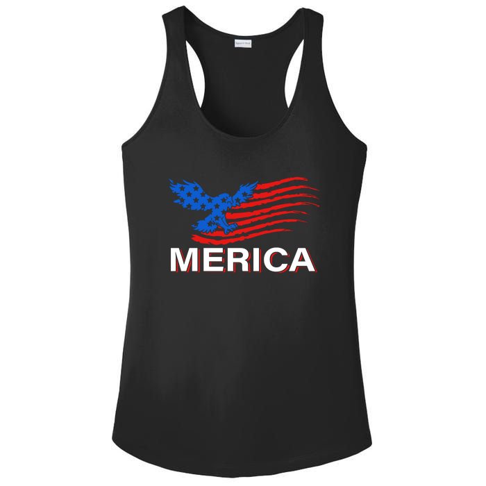 Eagle Mullet 4th Of July USA American Flag Merica Ladies PosiCharge Competitor Racerback Tank