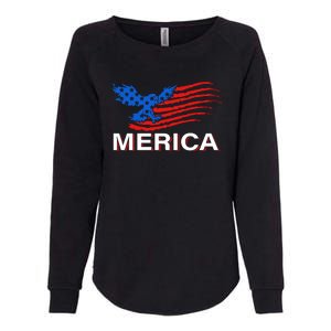 Eagle Mullet 4th Of July USA American Flag Merica Womens California Wash Sweatshirt