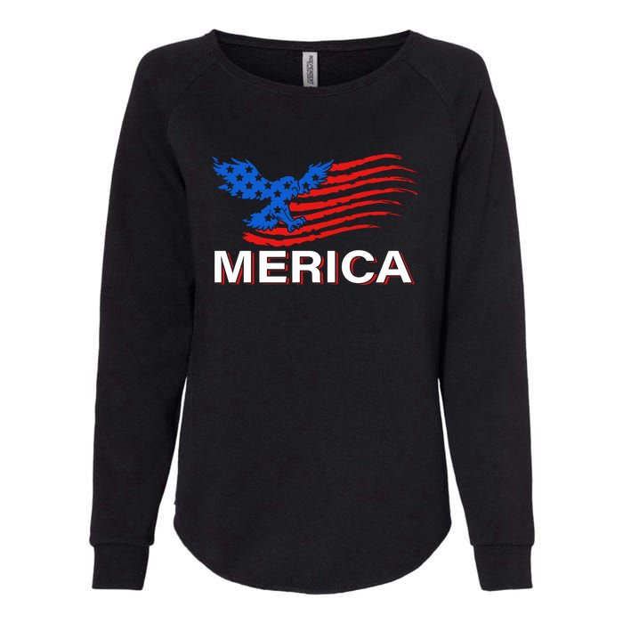 Eagle Mullet 4th Of July USA American Flag Merica Womens California Wash Sweatshirt