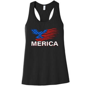 Eagle Mullet 4th Of July USA American Flag Merica Women's Racerback Tank