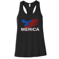 Eagle Mullet 4th Of July USA American Flag Merica Women's Racerback Tank