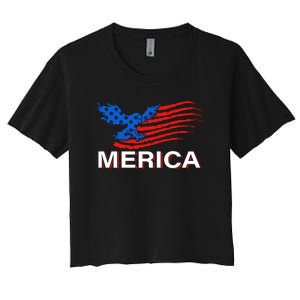 Eagle Mullet 4th Of July USA American Flag Merica Women's Crop Top Tee