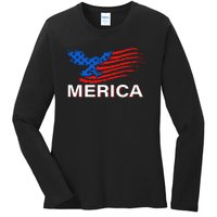 Eagle Mullet 4th Of July USA American Flag Merica Ladies Long Sleeve Shirt