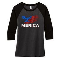 Eagle Mullet 4th Of July USA American Flag Merica Women's Tri-Blend 3/4-Sleeve Raglan Shirt