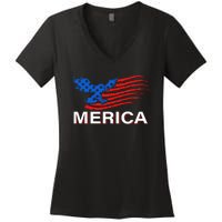 Eagle Mullet 4th Of July USA American Flag Merica Women's V-Neck T-Shirt