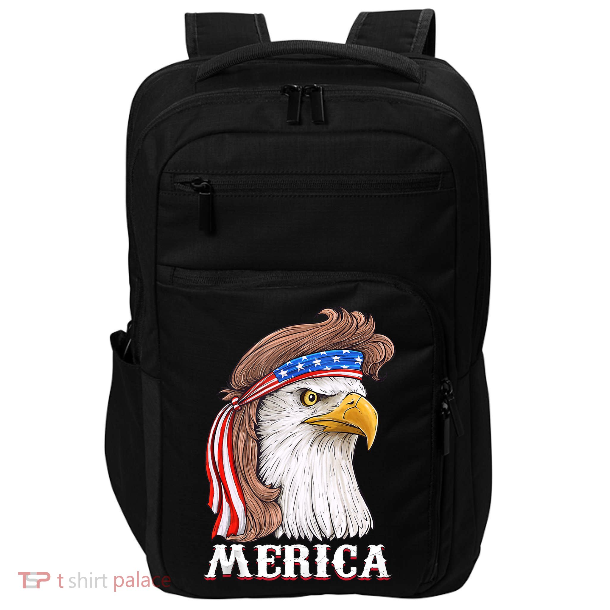 Eagle Mullet 4th Of July USA American Flag Merica Impact Tech Backpack