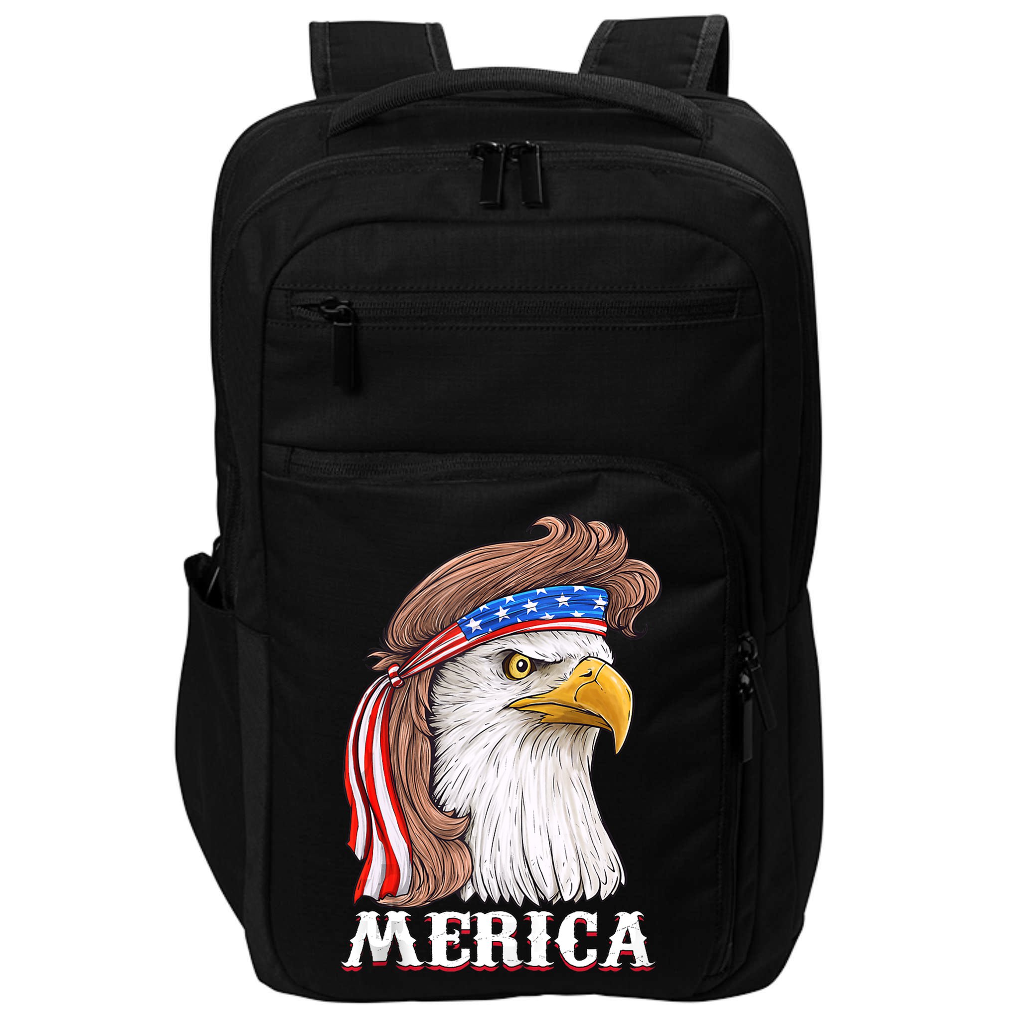 Eagle Mullet 4th Of July USA American Flag Merica Impact Tech Backpack