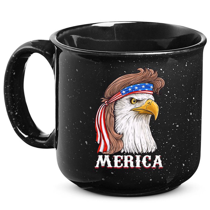 Eagle Mullet 4th Of July USA American Flag Merica 15oz Campfire Ceramic Mug