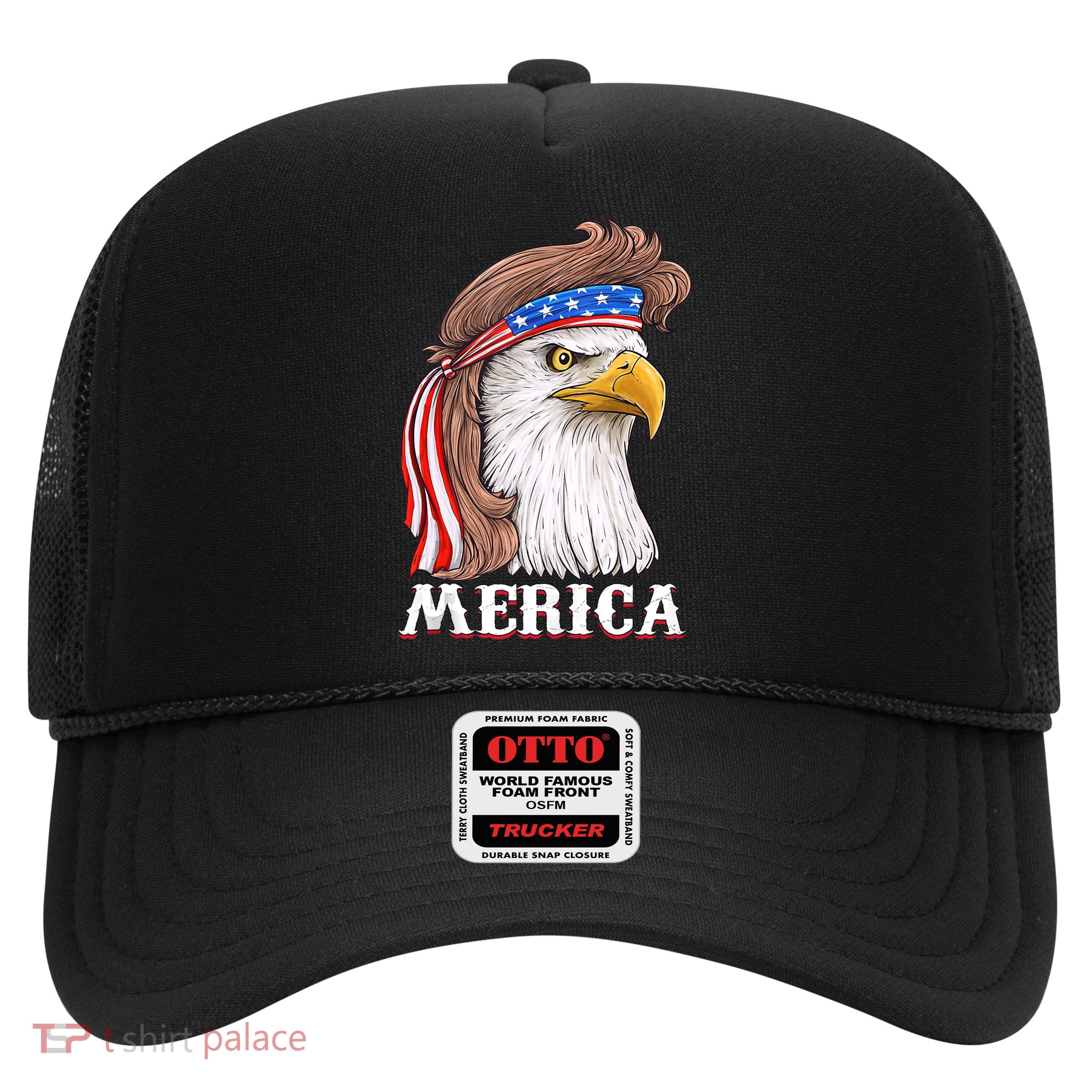 Eagle Mullet 4th Of July USA American Flag Merica Trucker Hat