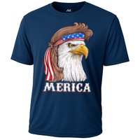 Eagle Mullet 4th Of July USA American Flag Merica Cooling Performance Crew T-Shirt