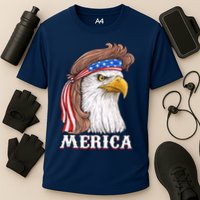 Eagle Mullet 4th Of July USA American Flag Merica Cooling Performance Crew T-Shirt