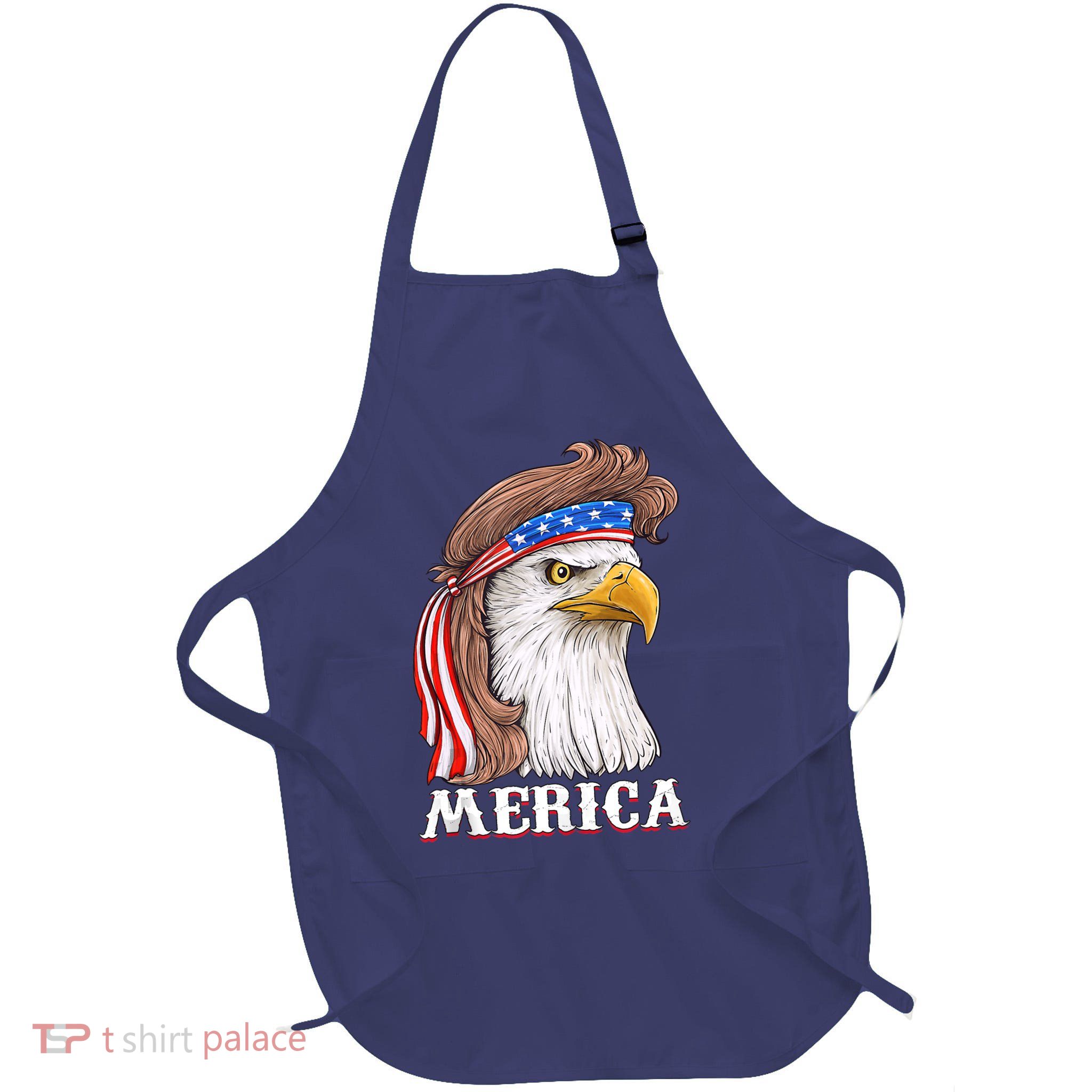 Eagle Mullet 4th Of July USA American Flag Merica Apron