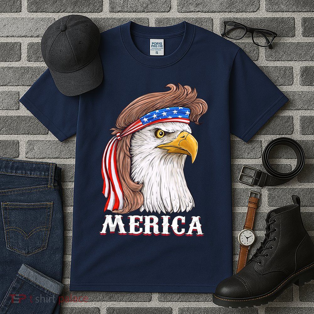 Eagle Mullet 4th Of July USA American Flag Merica Tall T-Shirt