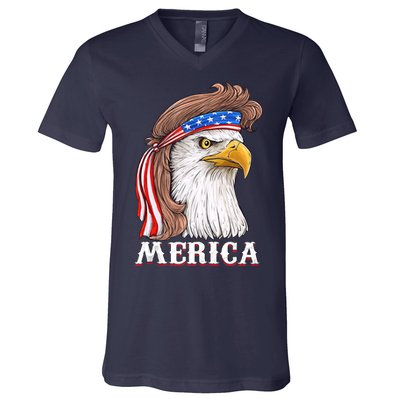Eagle Mullet 4th Of July USA American Flag Merica V-Neck T-Shirt