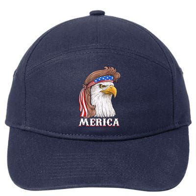 Eagle Mullet 4th Of July USA American Flag Merica 7-Panel Snapback Hat