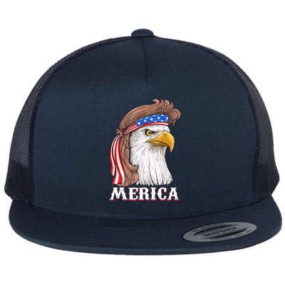Eagle Mullet 4th Of July USA American Flag Merica Flatbill Hat