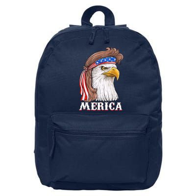 Eagle Mullet 4th Of July USA American Flag Merica 16 in Basic Backpack