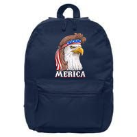 Eagle Mullet 4th Of July USA American Flag Merica 16 in Basic Backpack