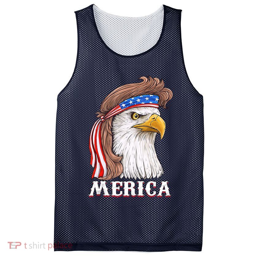 Eagle Mullet 4th Of July USA American Flag Merica Mesh Reversible Basketball Jersey Tank