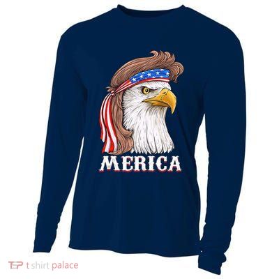 Eagle Mullet 4th Of July USA American Flag Merica Cooling Performance Long Sleeve Crew
