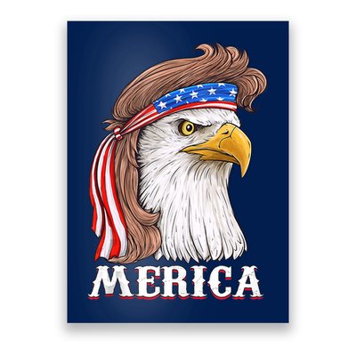 Eagle Mullet 4th Of July USA American Flag Merica Poster