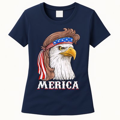 Eagle Mullet 4th Of July USA American Flag Merica Womens T-Shirt