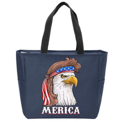 Eagle Mullet 4th Of July USA American Flag Merica Zip Tote Bag