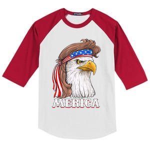 Eagle Mullet 4th Of July USA American Flag Merica Kids Colorblock Raglan Jersey