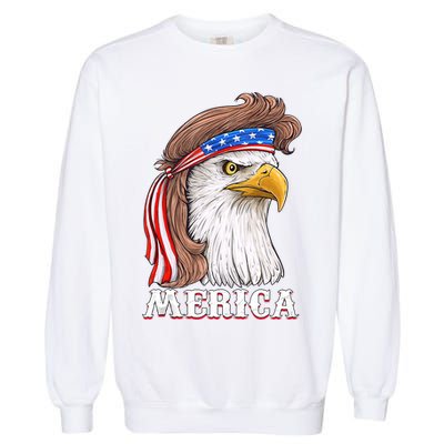 Eagle Mullet 4th Of July USA American Flag Merica Garment-Dyed Sweatshirt
