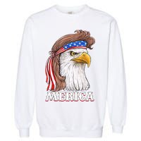 Eagle Mullet 4th Of July USA American Flag Merica Garment-Dyed Sweatshirt