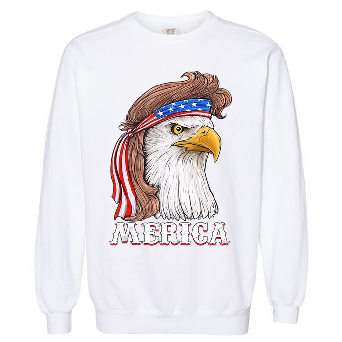 Eagle Mullet 4th Of July USA American Flag Merica Garment-Dyed Sweatshirt