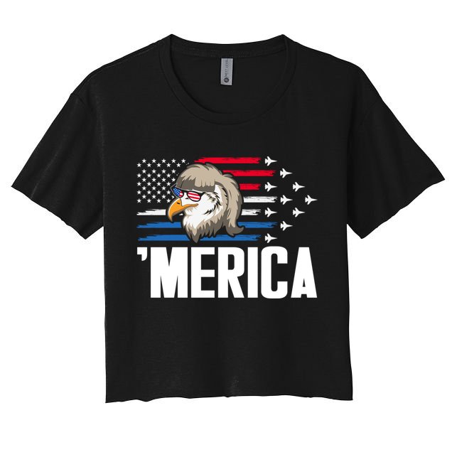 Eagle Mullet 4th Of July Gift USA American Flag Merica Cool Gift Crop Top