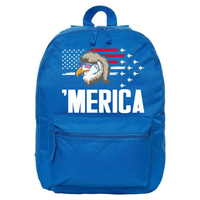 Eagle Mullet 4th Of July Gift USA American Flag Merica Cool Gift 16 in Basic Backpack