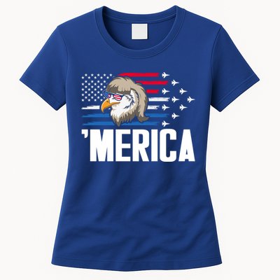 Eagle Mullet 4th Of July Gift USA American Flag Merica Cool Gift Womens T-Shirt